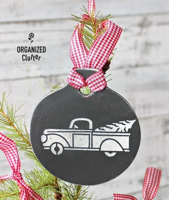 Semi-Homemade Ornaments 2019 #crafting #stenciling #DollarGeneral #HobbyLobby #DIY #inexpensivedecor #easydecor