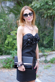 black strapless dress