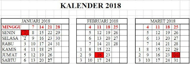 Kaldik Pendidikan tahun ajaran tahun 2018/2019