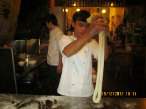 Making "NOODLES" in Phnom Penh restaurant.