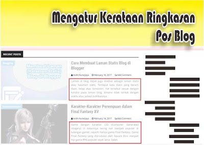 Mengatur Kerataan Ringkasan Pos Blog