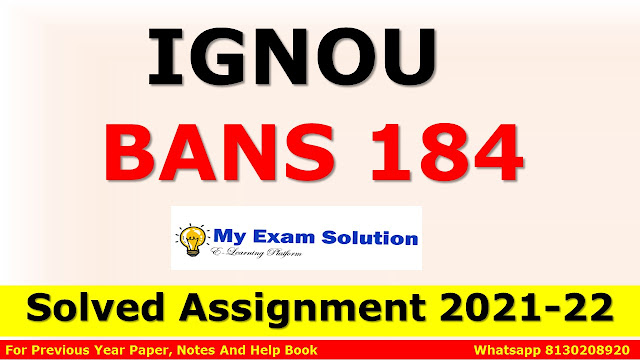 BANS 184 Solved Assignment 2021-22 In Hindi Medium