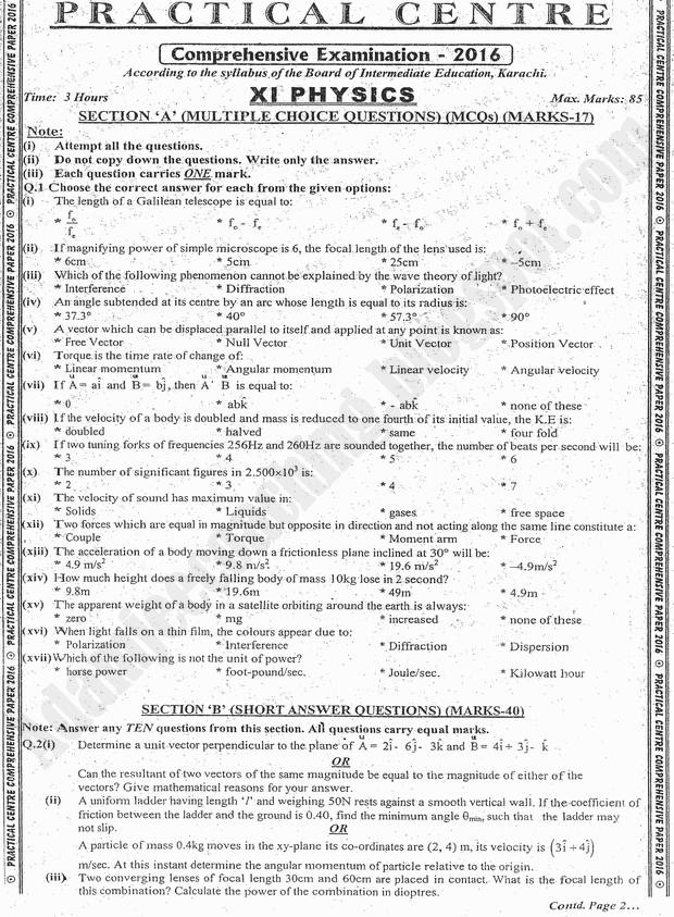 practical-centre-guess-papers-2016-class-11th-science-group