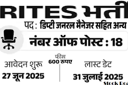राइट्स ने मैनेजर सहित 18 पदों पर भर्ती; सैलरी 2 लाख तक (RITES recruits 18 posts including manager; Salary up to 2 lakh)