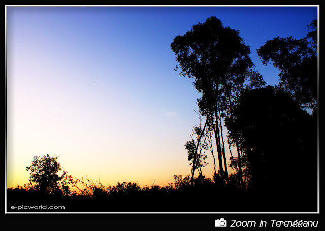 Sunset and silhouette in kampong Gong Badak