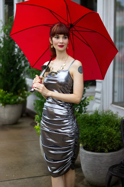 Silver Metallic One Shoulder Midi Dress - Viola from FemmeLuxeFinery.co.uk