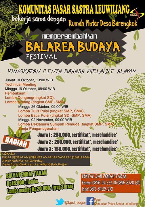 Festival Balarea Budaya Tingkat SD, SMP, dan SMA  Info 