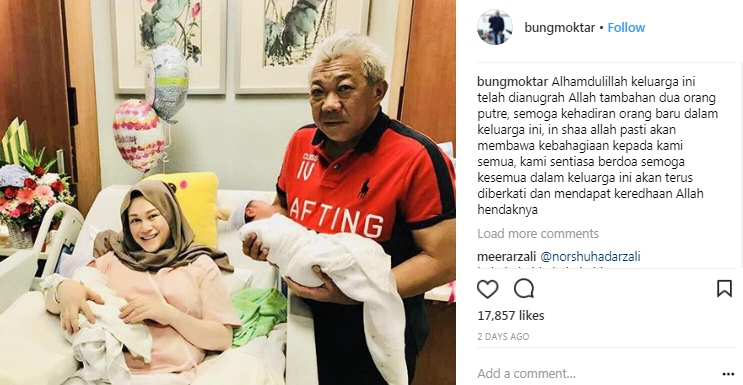 (GAMBAR) Ucapan Bung Muktar Timang Anak Kembar Bersama 