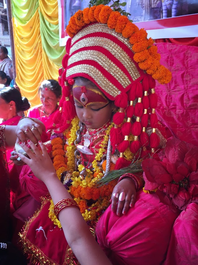 Worshiping Living Goddes Kumari at Sankhu