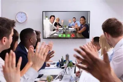 Group video conferencing on a large screen