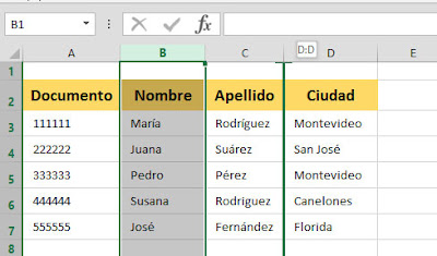 Intercambio de columnas en Excel