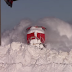 In Salisbury, New Brunswick A Train Creates A Spectacular Display As It Plows Through Snow.