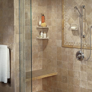 Shower Tile Design Ideas Interesting tile with texture in tall border from Moza Tile. Design