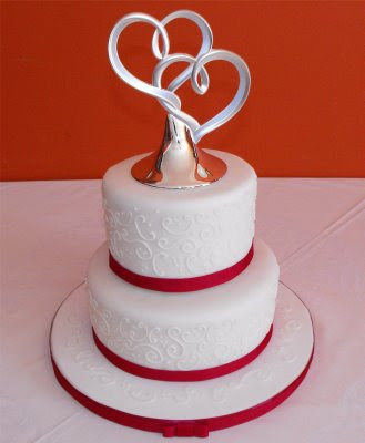 Small Wedding Cakes With Ribbon And Toppers
