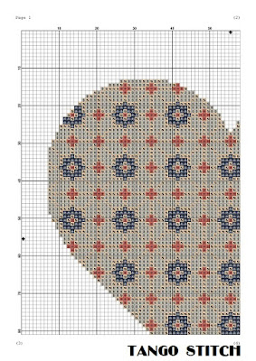 Gray heart vintage ornament romantic cross stitch pattern