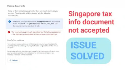 Singapore tax info not accepted in adsense