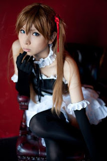 Kanda Midori cosplay as Gothic Asuka Langley Soryu from Neon Genesis Evangelion