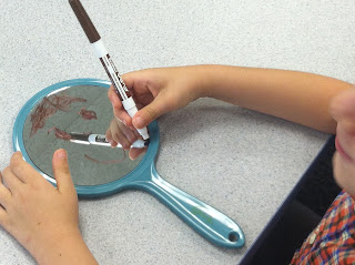 Dry erase markers on mirrors (Brick by Brick)