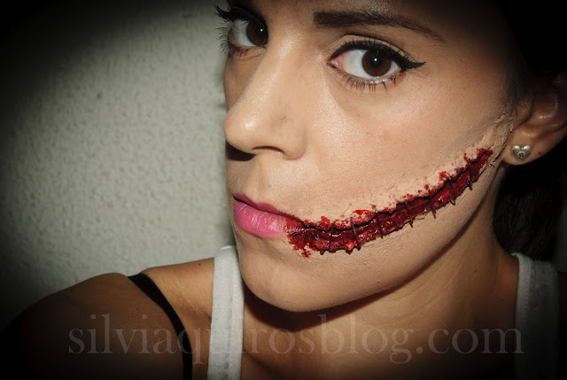 Maquillaje Halloween 10: Cara grapada, Halloween Make-up 10: Stapled face, efectos especiales, special effects, Silvia Quirós