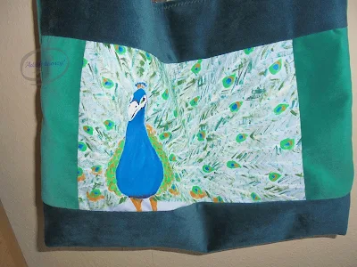 materiałowa eko torba damska ptak ręcznie malowana