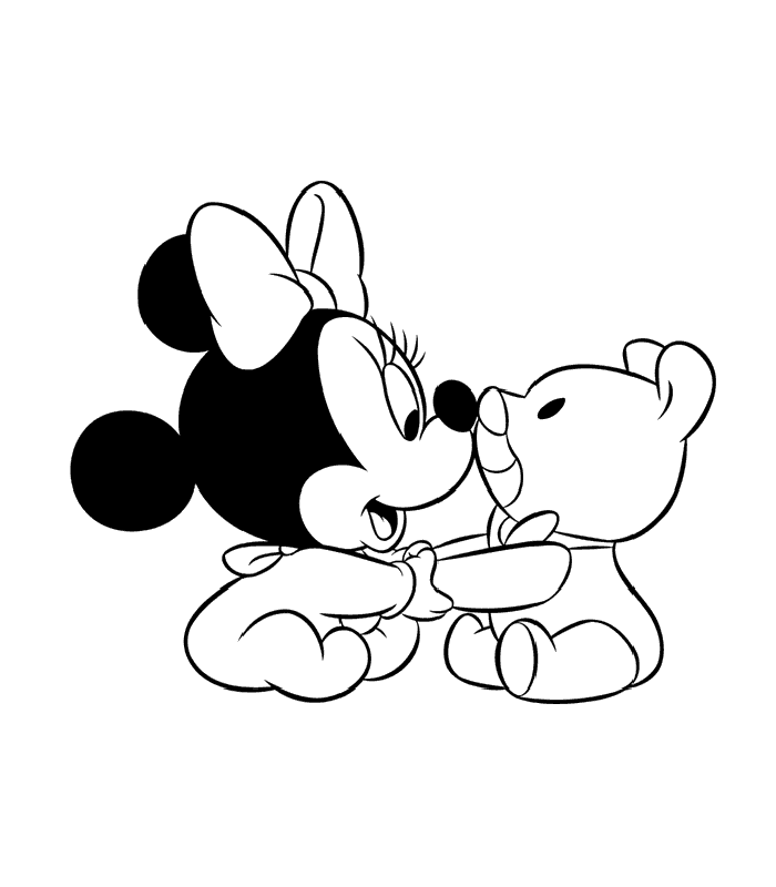 Baby Mickey Mouse and Minnie Mouse Coloring Pages title=