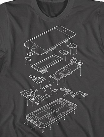 T-shirt for geeks shows the internal structure of iPhone 5