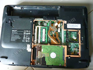 Komponen yang terlihat setelah tutup dibuka pada Acer 4720Z