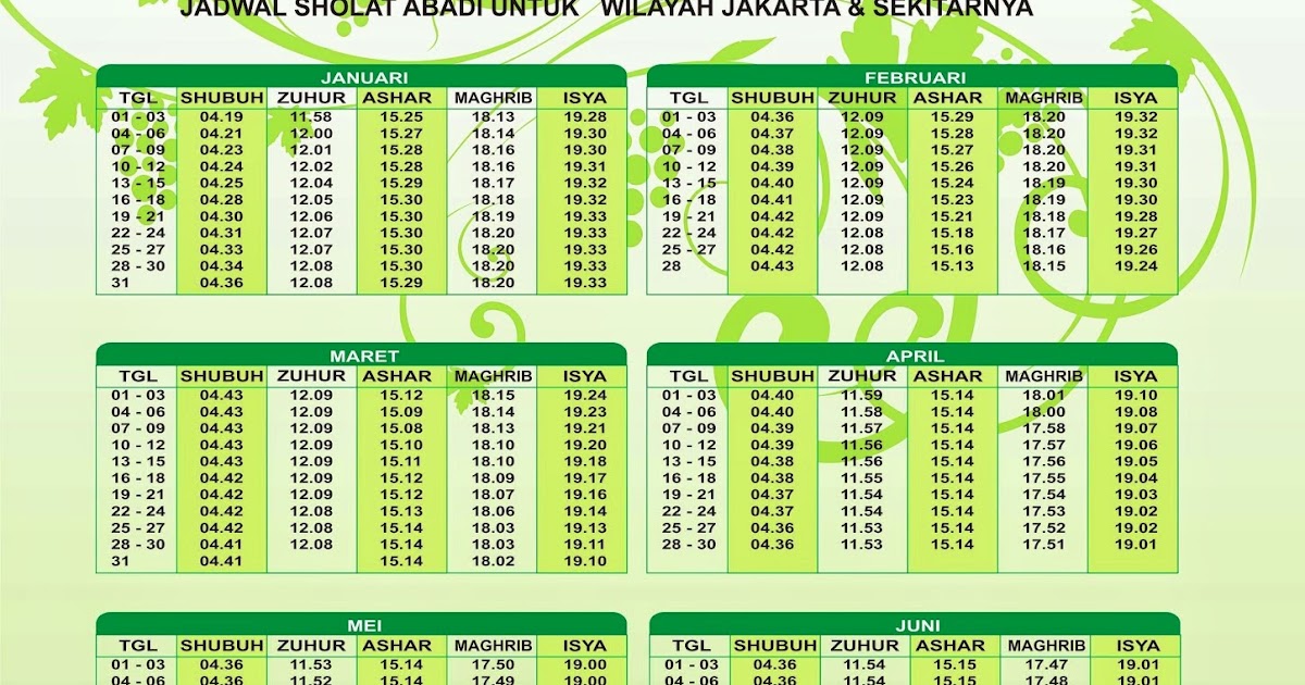 Download Jadwal Sholat Daerah  Download Lengkap