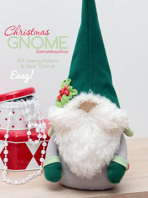 Olof Christmas gnome on the table by sewing patterns of Zatinatskaya Natalia