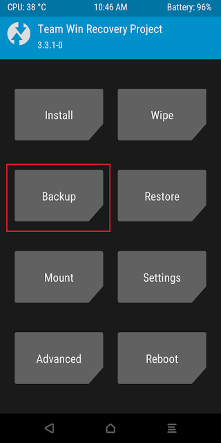 Pilih Menu Backup