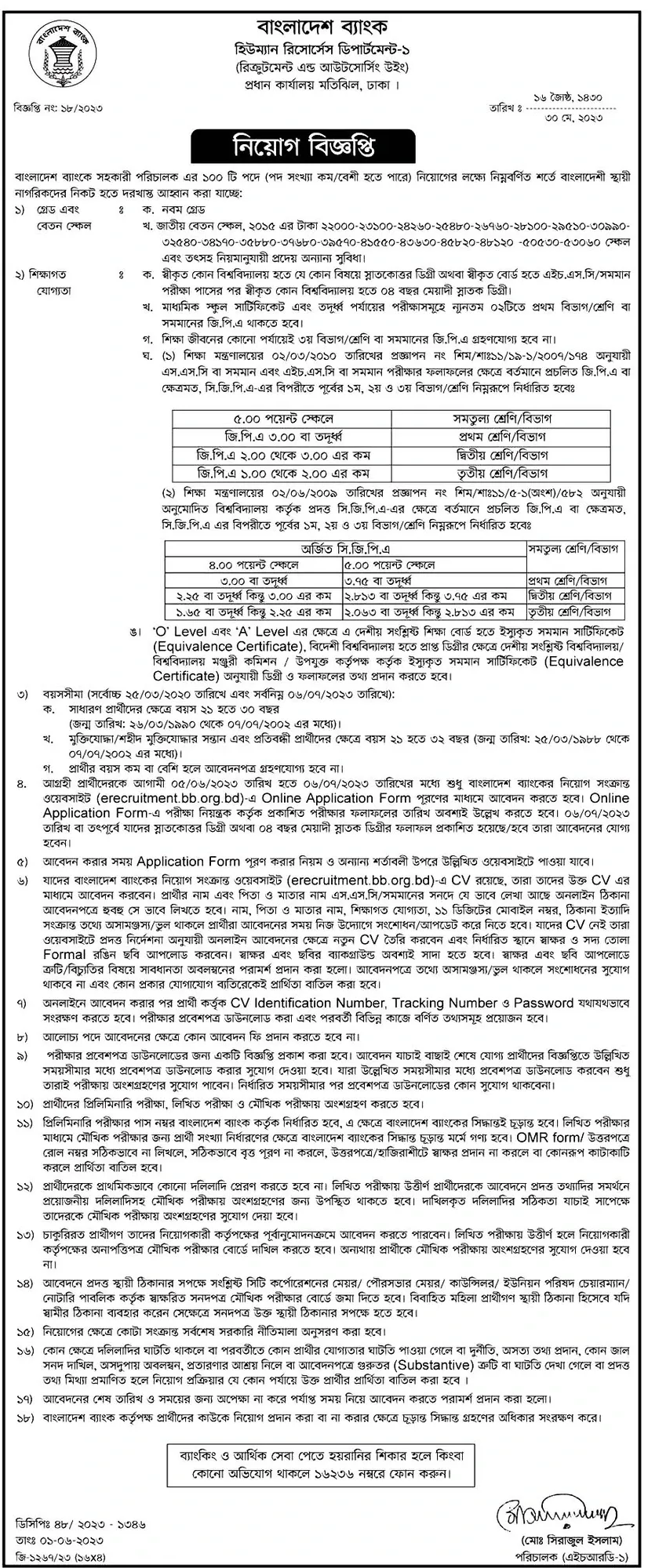বাংলাদেশ ব্যাংক চাকরির খবর ২০২৩ Bangladesh Bank Job Circular 2023