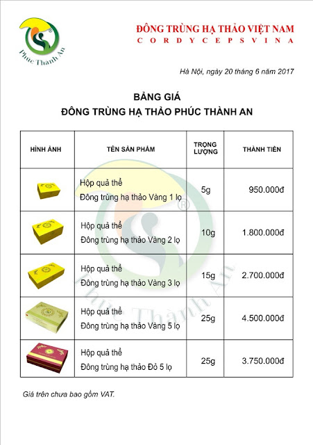 giá bán đông trùng hạ thảo