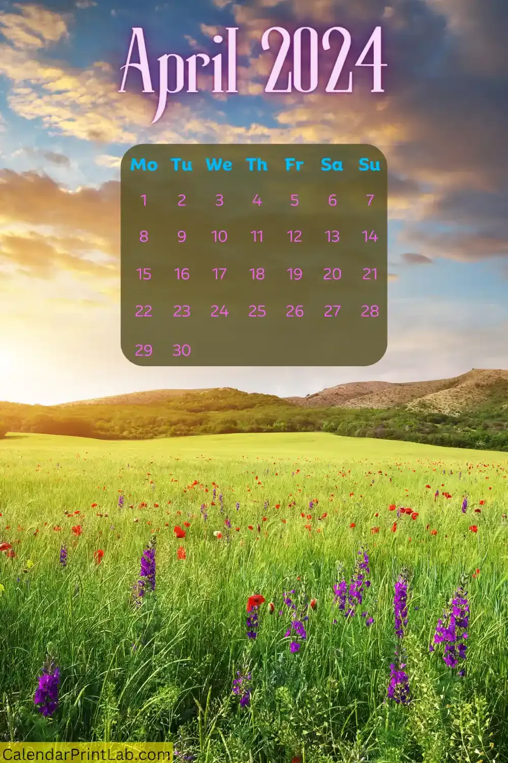 April 2024 iPhone Calendar Wallpaper