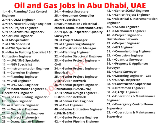 Oil and Gas Jobs in Abu Dhabi, UAE