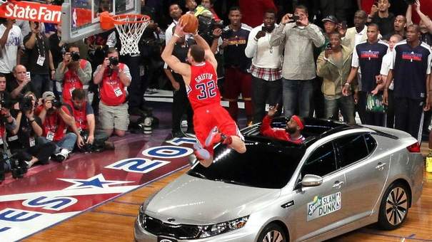 However look at the emblem on the prop car that Blake Griffin is leaping