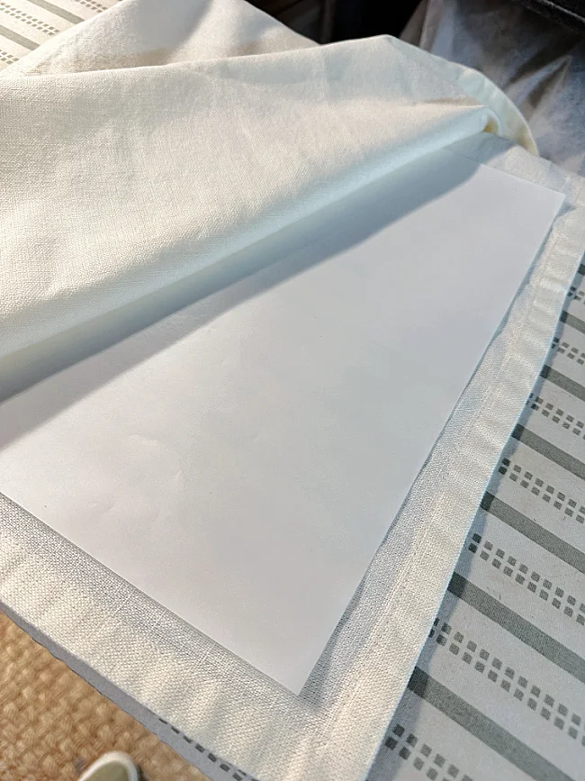 tea towel with adhesive paper