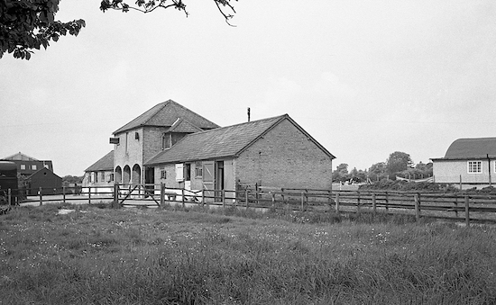 Potterells Farm stables with Memorial Hall to the right - 1966