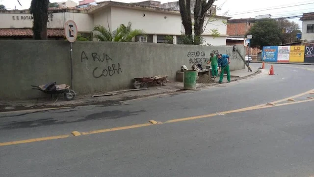 Reforma da calçada da Escola Estadual Rotary no Água Limpa/Foto: Divulgação