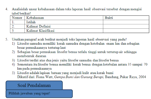 Contoh Soal Hots Essay Teks Laporan Hasil Observasi Beserta Jawabannya