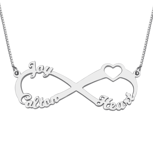  Mother's Day Significant Infinity Necklace Gift with Heart and 3 Names