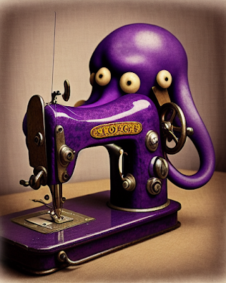 AI Generated Sewing Machine with Octopus