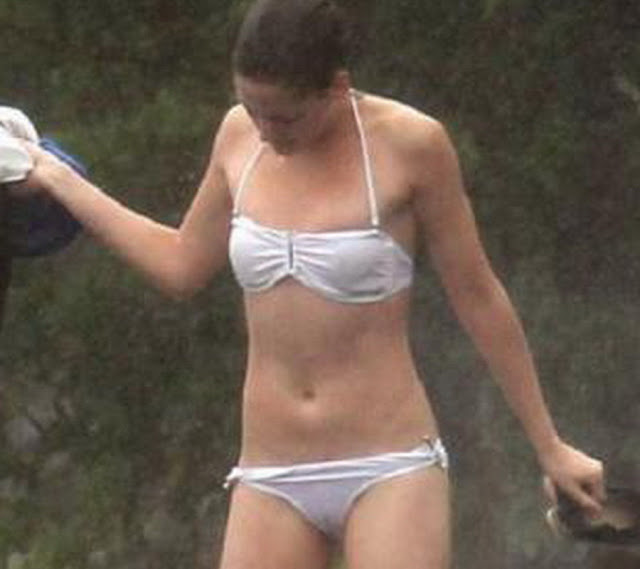 Kristen Stewart in see through bikini tits and pussy visible Brazil