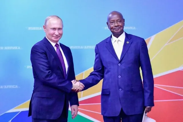 Yoweri Museveni and Vladimir Putin of Russia