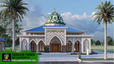 DESIAN MASJID 14X14 TERAS KELILING 2 METER, TOTAL BANGUNAN 18X18 METER