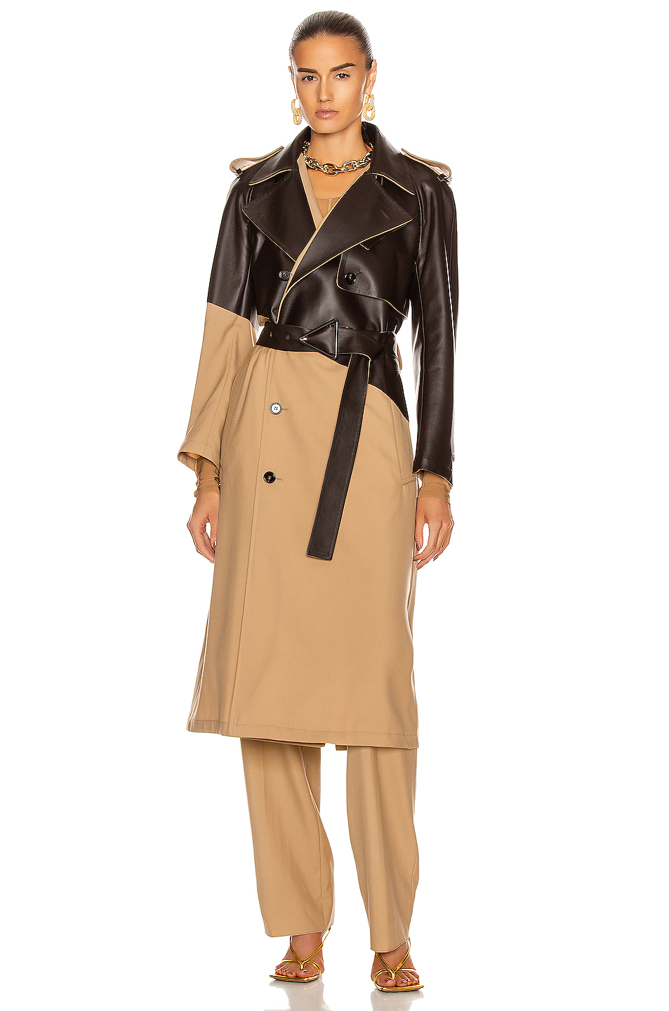 BOTTEGA VENETA Colorblock Belted Trench Coat