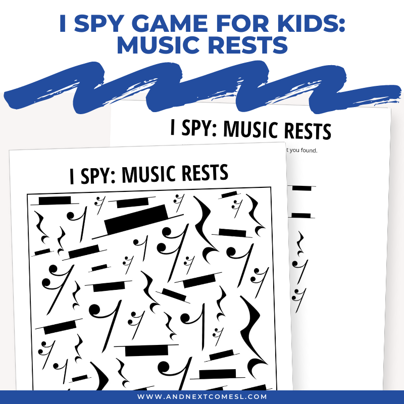 Printable music rests I spy game for kids