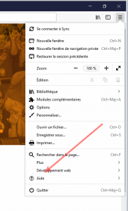 المساعدة aide في فايرفوكس