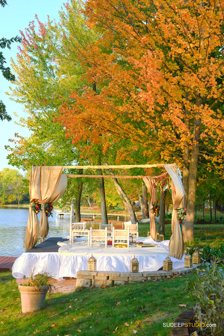 Indian Wedding Photography Mandap by Lake Water by SudeepStudio.com Ann Arbor South Asian Indian Wedding Photographer