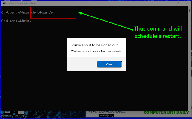 restart your pc using command prompt