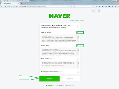 memilih dan menyetujui layanan akun naver.com